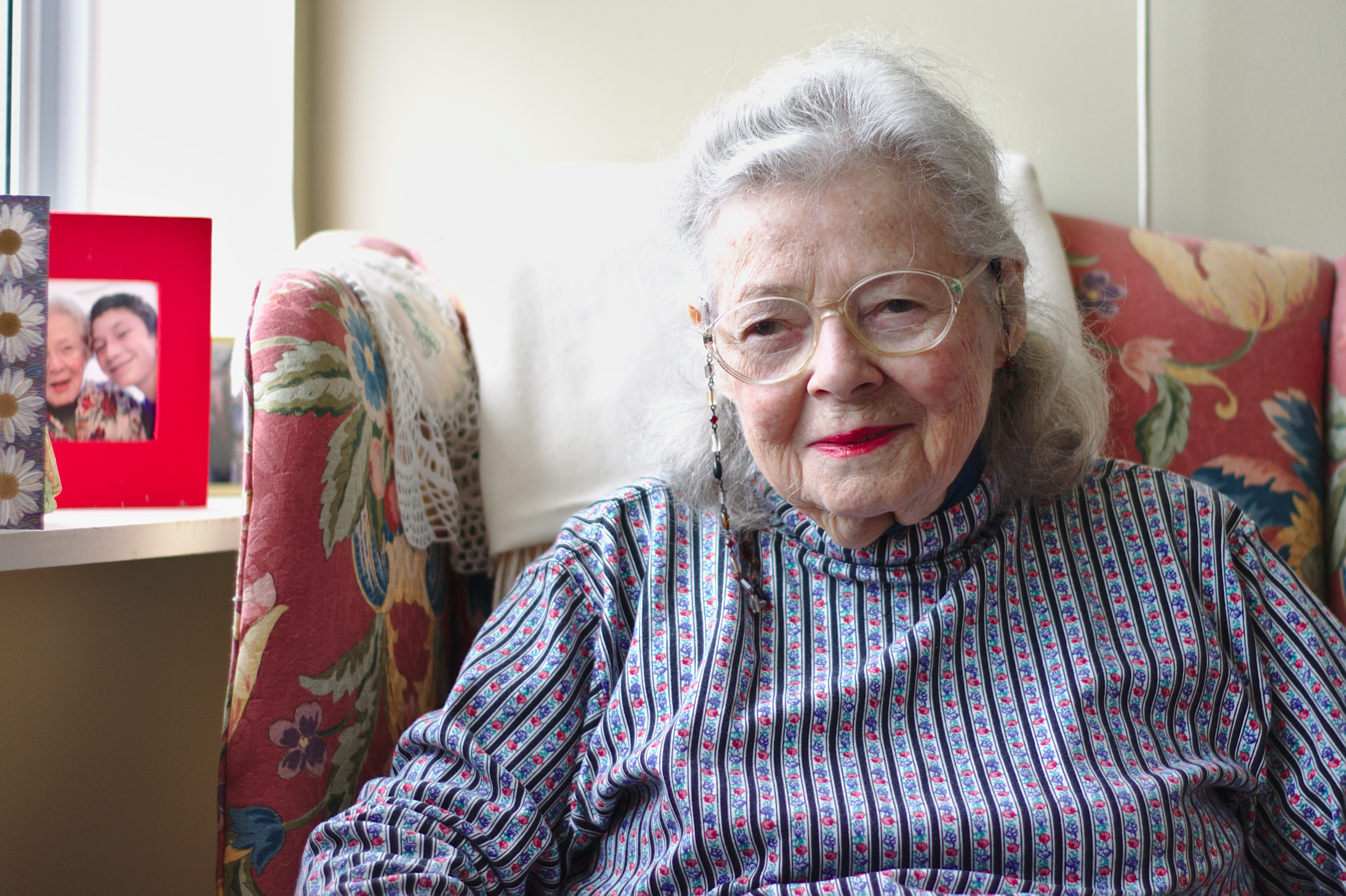 Portrait of Elinor Rees in her chair