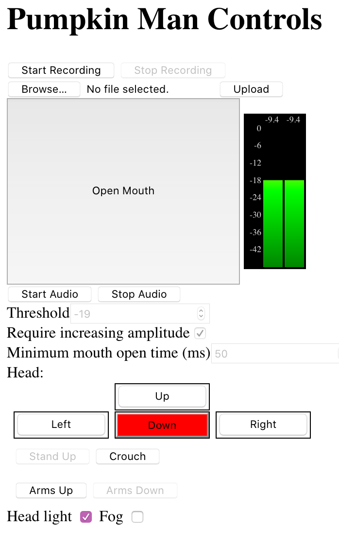 The control interface, a mess of many buttons that operate each of his motions